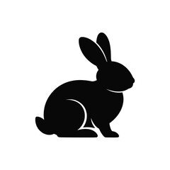 Simple black silhouette of a sitting rabbit