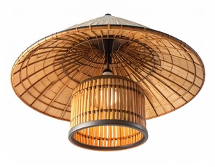 Bamboo pendant lamp with woven shade