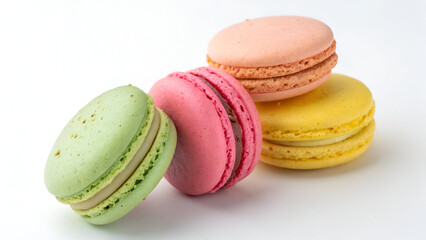 Isolated Perfection: Colorful Macarons in Focus white background 
