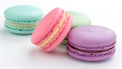 Isolated Perfection: Colorful Macarons in Focus white background 