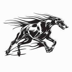 Fast Greyhound with Flame Trail Logo Vector isolated on white background
