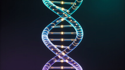 Illuminated Digital DNA Helix with Circuitry double helix