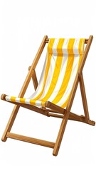 Folding beach chair with yellow and white striped fabric (1)