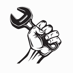 Mechanic Wrench Hand Image Vector isolated on white background