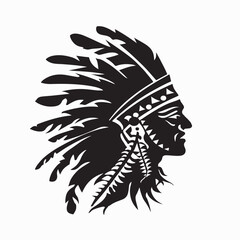 Native American Chief Head Logo Vector on white background