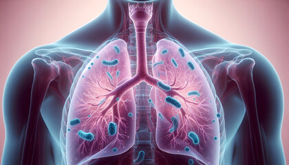 lungs anatomy with virus