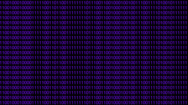 Purple Binary Code Pattern on Black Background Digital Information Flow data technology