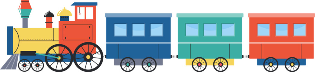 Isolated Flat Design of a Simple Children's Toy Train