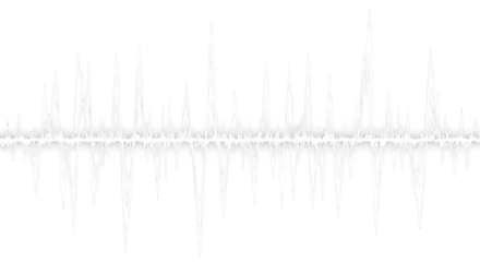 Dynamic white sound wave oscillations pulse across a stark black background creating energy