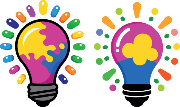 Bulb Idea Illustration, Hand Drawn Light Vector, Creative Innovation Artwork, Bright Idea Design, Minimal Light Bulb Drawing, Modern Innovation Art, Colorful Idea Vector, Smart Innovation Illustration