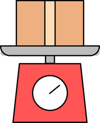 Simple Line Art Parcel Weight Scale Icon with Red Base