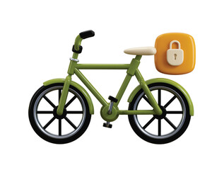 Bicycle with Lock icon 3d render concept of 3d cycle with padlock icon vector illustration