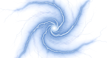 Stunning electrical discharge swirling vortex energy on black background, perfect for dramatic effects