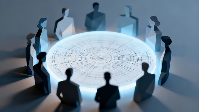 Generative AI abstract meeting data visualization collaboration.