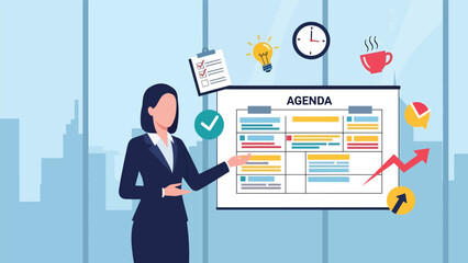 Professional woman reviewing calendar tasks to plan daily schedule. Ideal for productivity, time management, and business planning content