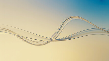 Translucent Wavy Forms in Soft Yellow and Blue Gradient