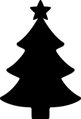Simple Christmas tree silhouette with template vector.
Black Christmas Tree Icon.
Holiday Evergreen Tree Silhouette.
Transparent background. SVG.