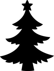 Simple Christmas tree silhouette with template vector.
Black Christmas Tree Icon.
Holiday Evergreen Tree Silhouette.
Transparent background. SVG.