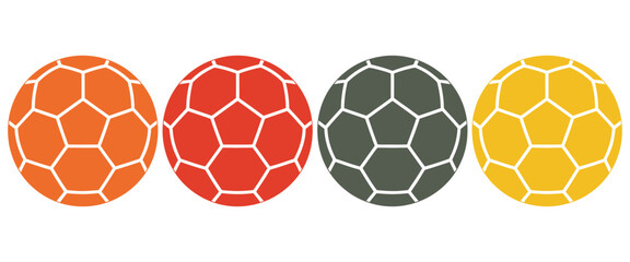 Obraz premium Handball sport icon set, representing team sport, athletic activity, competition, fitness, recreation, training, professional game, indoor and outdoor play, exercise, teamwork, physical activity,