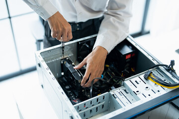 IT Engineer installing Hardware Equipment Development Facility Engineer  Maintenance computer Motherboard Electronic repair shop technology business