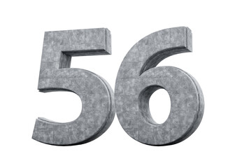 Concrete Number Fifty Six 56 Digit Made Of Grey Concrete Stone White 3d Illustration