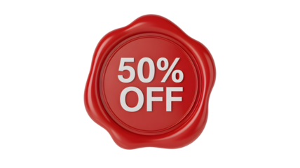Limited time offer fifty percent off special seal for online sale, deal for retail promotion now isolated on white background
