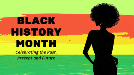 vector illustration of a silhouette of a woman with a banner
Black history month