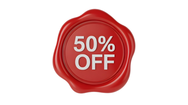 Limited time offer fifty percent off special seal for online sale, deal for retail promotion now isolated on white background