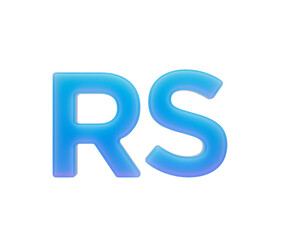 Vibrant blue 3D glossy RS letters, sleek typography for modern designs. 3d illustration