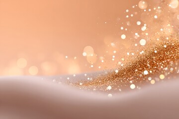 Soft abstract glitter dust with warm golden sparkles on a pastel background