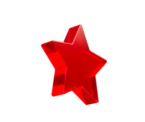 Obraz premium Glossy red 3D star icon, ideal for ratings, favorites, and awards. 3d illustration
