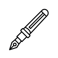 Fountain Pen Outline Icon –Simple,  Clean, and Minimal Design. Vector Illustration of a Classic Fountain Pen.
