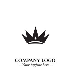 Obraz premium Elegant Black Crown Logo Symbol on a Clean White Background for Premium Branding Design