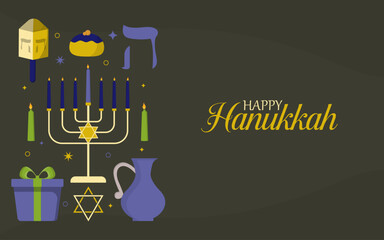 Happy Hanukkah vector banner.eps