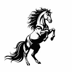 Powerful Rearing Horse Silhouette Majestic Animal Illustration.