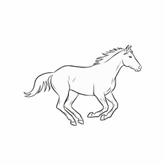 Galloping Horse Illustration - A Dynamic Black and White Outline.
