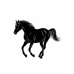 Majestic Black Horse Galloping with Grace and Power.