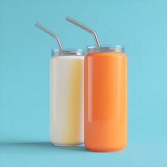 3d Two Straw Mockup