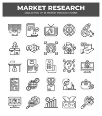 Collection of 25 Market Research Icons: Business. Marketing. and Branding
