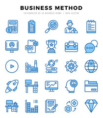 Business Method Icons Pack Two Color Style. Vector illustration.