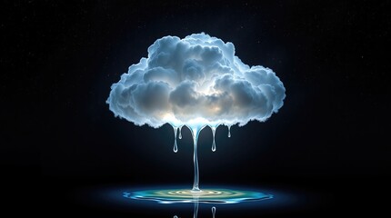 A luminous cloud formation with a unique and artistic design, featuring a tree-like structure and a captivating glow
