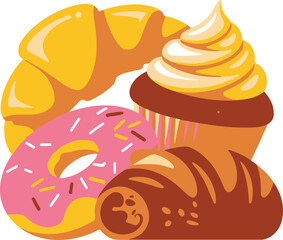 Bakery Icons Vector | Pastry Dessert Illustration