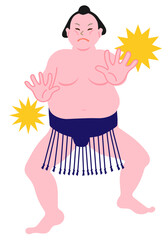 張り手をする相撲の力士のベクターイラスト