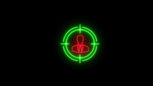 Target market concept, audience, focus group, public relations. Business person analyzes data to identify customer target groups concept. on a black background , with 4k video animation.