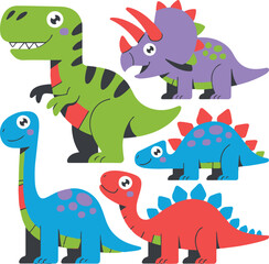 Cute Dinosaur Vector | Cartoon Prehistoric Illustration