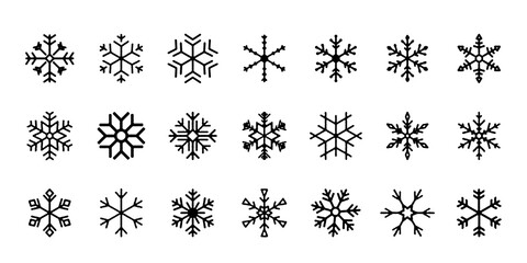 Set of black and gold Snowflakes. Black snowflake vector icon. Snowflakes vector template. Winter Snowflake icons. Winter flat vector decorations elements