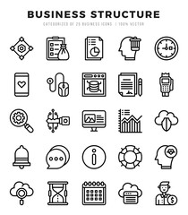 Business Structure Icons Pack. Lineal icons set. Lineal icon collection set.