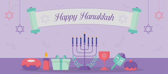 Happy Hanukkah vector banner.eps