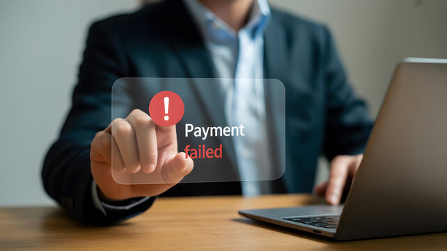 Close-up photograph of transparent holographic display showing payment notification interface futuristic finance and mobile banking concept