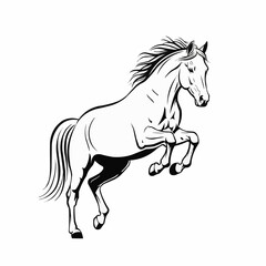 Obraz premium Dynamic Horse Illustration - Rearing Stallion in Black and White.